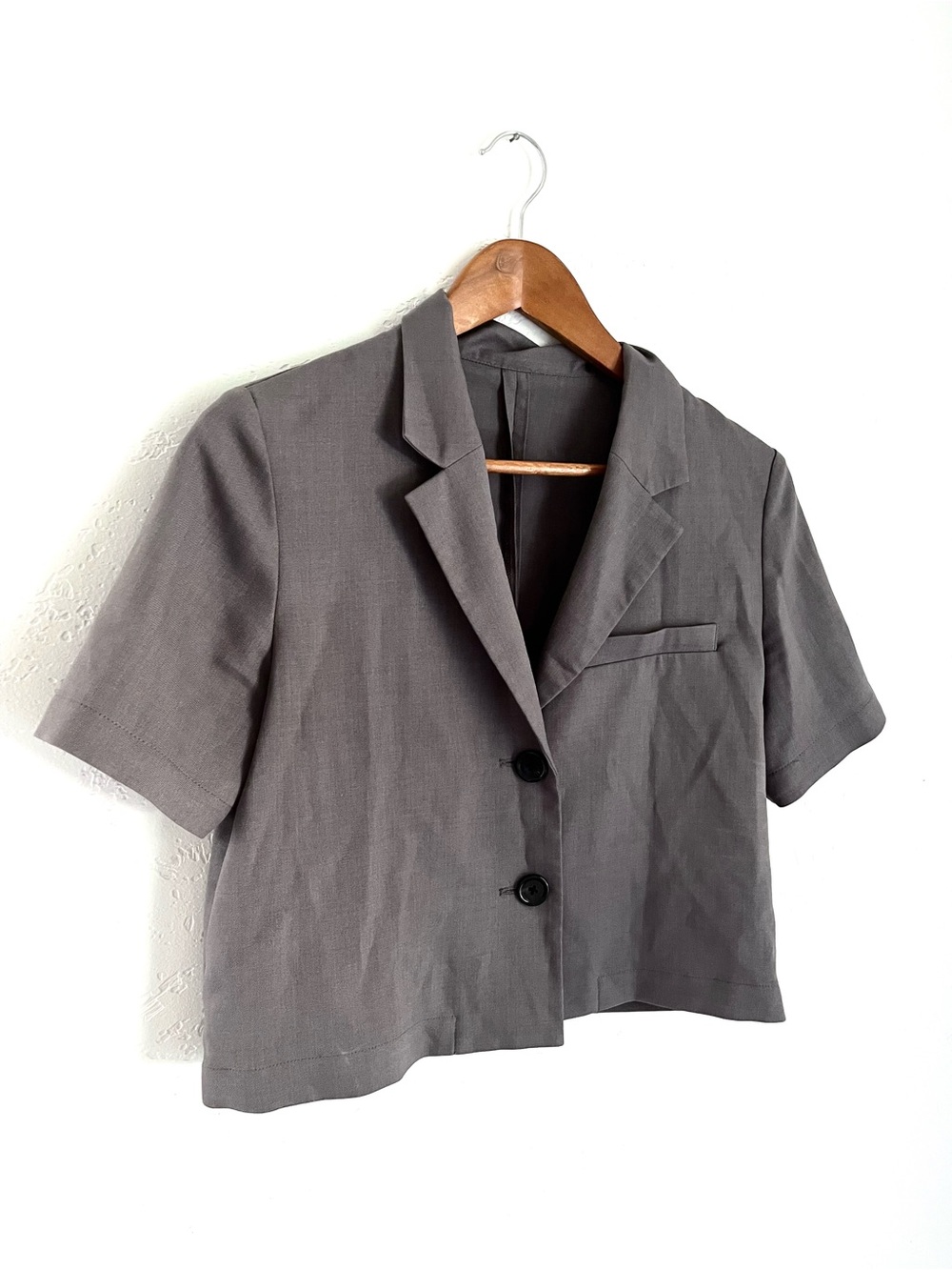 GU Cropped Short-Sleeve Gray Blazer Jacket - Picture 3 of 4